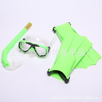 Factory Direct Sales Adult Submersible Equipment Anti-Fog Waterproof Diving Goggles Breathing Tube Fins Set Snorkeling Three Pieces