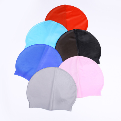 Waterproof Ear Protection Silicone Pure Color Swimming Cap Men and Women Professional Long Hair Not-Too-Tight Adult Fashion Swimming Cap Wholesale