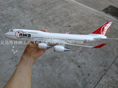Aircraft Model (47cm US Northwest Airlines B747-400) Abs Synthetic Plastic Fat Aircraft Model