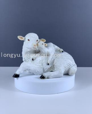 Factory Direct Sales Sheep Family Three Doll Sheep Micro Landscape Decoration Mother and Child Sheep Resin Decorations