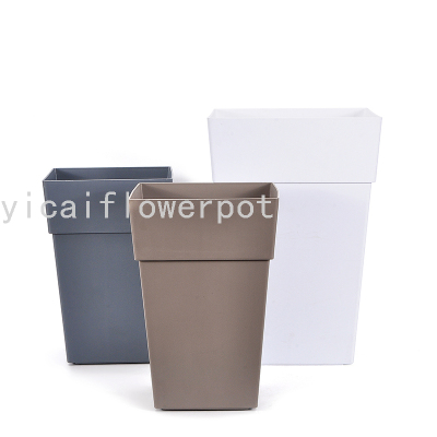 Plastic Flowerpot H4 Square Flowerpot with Wheels Plastic Flowerpot Imitation Porcelain Flowerpot