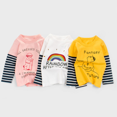 Korean Style Children's Clothing Wholesale 2021 Spring Clothes Girls' Bottoming Shirt Babies' Long Sleeve T-shirt Baby Clothes One Piece Dropshipping Ins
