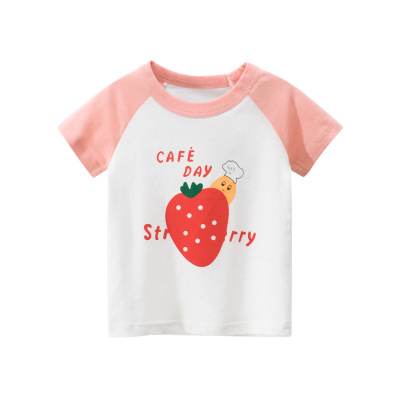 2021 Korean Style Children's Clothing Summer New Children's Short-Sleeved Strawberry T-shirt Baby Girl Clothes One Piece Dropshipping
