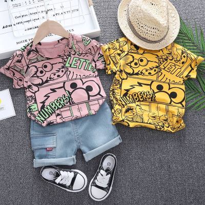 Boy Summer Clothing 2021 Summer New Children's Clothing Two-Piece Short Sleeve Suit Kid Baby Summer Fashionable Clothes Tide