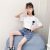 Girls' Summer Internet Celebrity Denim Shorts Suit 2021 New Fashionable Korean Style Medium and Large Children's Short Sleeve Two-Piece Suit Fashion