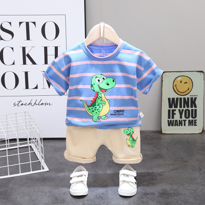 Boy Summer Clothing 2021 Summer New Children's Clothing Two-Piece Short Sleeve Suit Kid Baby Summer Fashionable Clothes Tide