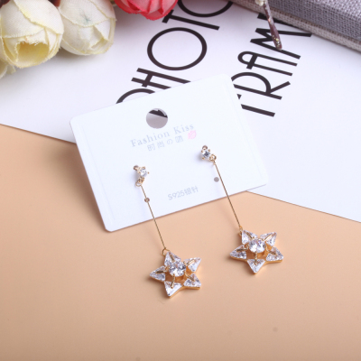 Boutique Ornament Wholesale Diamond-Embedded Love Pearl Tassel Earrings Online Influencer Earrings Personality Sterling Silver Needle Earrings for Women