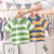 2021 Summer New Short-Sleeved T-shirt Wide Striped Children's Clothing Boys' Cartoon Short-Sleeved Polo Shirt Top One Piece Dropshipping