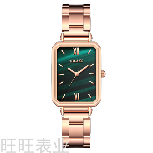 new fashion women‘s watch ins style steel belt women‘s watch retro square quartz watch small green watch student watch