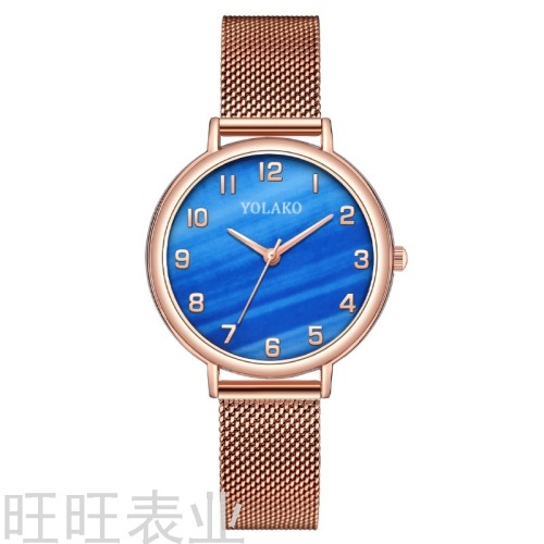 New Factory in Stock Popular Digital Small Green Watch Women‘s Watch Fashion Quartz Watch Mesh Strap Watch Wholesale