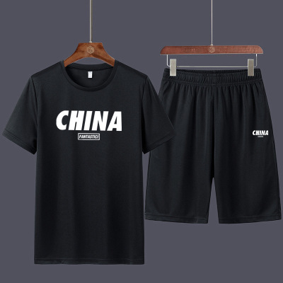 2021 Summer Foreign Trade Cross-Border Stall Clothes plus Size Men's Clothing Short Sleeve T-shirt Suit Shorts Casual Sportswear