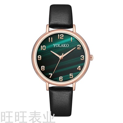Foreign Trade Hot Digital Women's Watch Artistic Fashion Leather Watch Female Malachite Texture Dial Small Green Watch