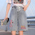 2021 Summer New Embroidery Size 200 Jin Fat Sister Loose All-Matching Straight Casual High Waist Denim Pants for Women