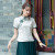 Summer New Ethnic Style Fresh Cotton and Linen Button Embroidery 3/4 Sleeve Top Improved Cheongsam Tea Clothes Small Shirt