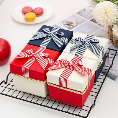Gift Box Ins Color Bow Box Square Tiandigai Aroma Candle Gift Box Customizable