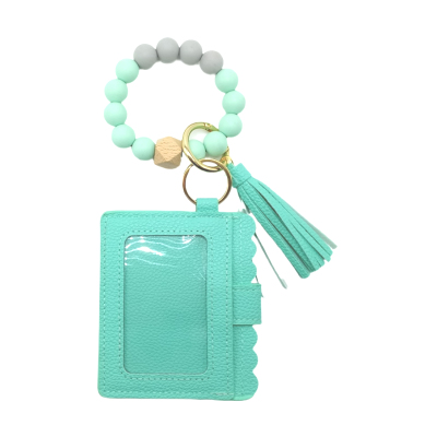 Tassel Wooden Bead Food Grade Silicone Beads Bracelet Keychain Female Europe and America Cross Border Amazon Hot Selling Bracelet Key Ring