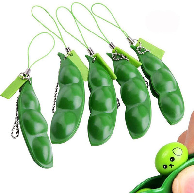 Squeeze Bean Squeeze Stress Relief Bean Unlimited Bean Toy Decompression Pea Pod Keychain Cross-Border