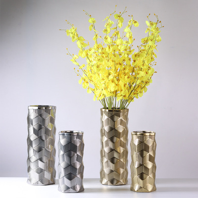 Nordic Light Luxury Post-Modern Ceramic Plating Crafts Vase Decoration Home Model Room Soft Decoration Supplies