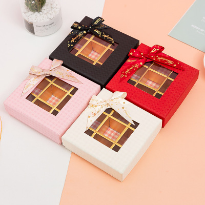 Valentine's Day Creative Gift Chocolate Gift Box Birthday 520 Gift Window Transparent Bow Packing Box Wholesale