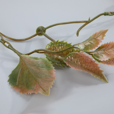 Artificial Flower Branch Accessories Two-Color Leaf Plant Realistic and Clear Texture Two-Color Leaf Plant Customizable Factory Direct Supply