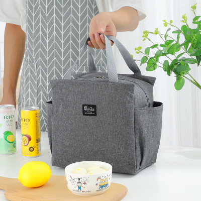 Cross-Border Portable Double-Pocket Insulated Lunch Bag Aluminum Foil Thickening Lunch Box Insulation Bag Lunch Bag Lunch Box Bag Customization