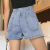 High Waist Stretch Denim Shorts for Women 2021 Summer New Korean Style Loose Slimming Internet Celebrity Wide-Leg A- line Shorts Women