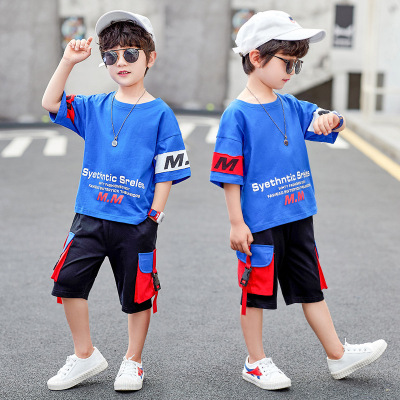 Children's Clothing Boys Summer Suit 2021 New Arrival Children's Western Style Medium and Big Children Summer Boys Handsome Summer Korean Style Fashion