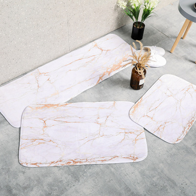 Amazon Hot Home Granite Marble Pattern Flannel Floor Mat Bath Mat Floor Mat Door Mat European Floor Mat