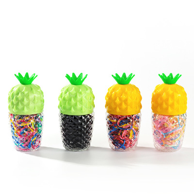 Japan and South Korea Cute Small Pineapple Bottle Rubber Band Strong Pull Continuous Hair Rope Disposable Rubber Band Small Fresh Fruit Hair Ring Headdress