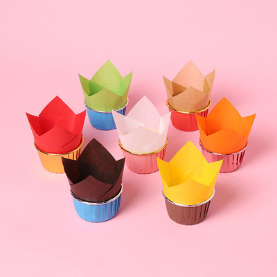 High Temperature Resistant Baking Paper Tomafen Flame Cup Solid Color Anti-Oil Paper Tulip Cake Paper Cups