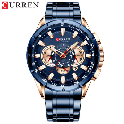 Curren 8363 Men's Watch Six-Pin Quartz Watch Business Calendar Steel Belt Watch Foreign Trade Men's Watch