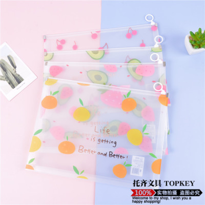 TOPKEY Stationery File Bag Large Capacity Zipper File Bag Thickened Waterproof Transparent Storage Bag Plastic Briefbag Wholesale