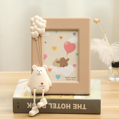 Haotao Photo Frame Tf1134 Hanging Foot Bear 7-Inch Vertical Version (2 Colors) Cute Pet Shape Photo Frame and Picture Frame Studio Gift