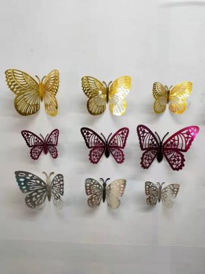 HD Hollow Multi-Level Three-Dimensional Butterfly Metal Anti-Real Butterfly Three-Dimensional Refridgerator Magnets Layers of Decorative Wall Stickers