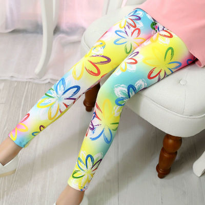 New Milk Silk Cropped Pants Printed Outerwear Crawler Children's Stretch Leggings Thin Tights One Piece Dropshipping