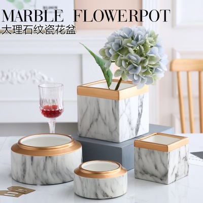Vase Ceramic Marbling Modern Style Dried Flower Arrangement Living Room Dining Table Bedroom Decoration Set Nordic Style