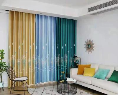 Colorful Phoenix Customized High-End Living Room Bedroom Full Shading Bay Window Ikea Finished Shading Cloth Curtain