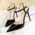 86-1 European and American Style Simple Stiletto Heel Shallow Mouth Pointed Patent Leather Sexy Nightclub Slim-Fit Strap Women's Sandals