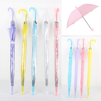 Color Transparent Umbrella Environmental Protection Umbrella Wholesale Automatic Long Handle Gift Umbrella Advertising Umbrella Ten Yuan Store Supply
