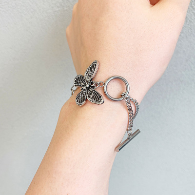 Titanium Steel Butterfly Bracelet Female Online Influencer Simple Girlfriends Korean Style Bracelet Bracelets Qixi Gift