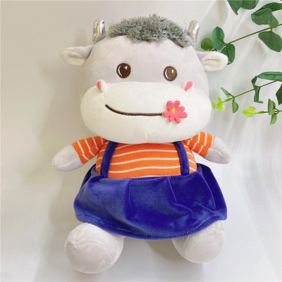 Factory Direct Sales Cute Cartoon Couple Cow Plush Toy Pillow Doll Pillow to Picture Sample Customization