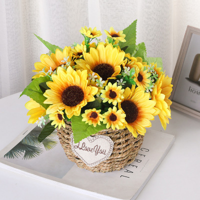 Factory Wholesale Simulation SUNFLOWER Wedding Shooting Plastic Flowers Living Room Decoration Home Decoration Simulation Sunflower