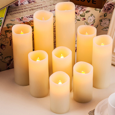 Cross-Border Electric Candle Lamp Atmosphere Activity Simulation Cylindrical LED Candle Remote Control Home Wedding Decoration Buddha Lamp