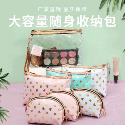 New Fashion Women's Cosmetic Bag Waterproof Expandable Material Pu Hand Travel Large Capacity Take It with You Wash Bag