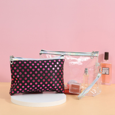 New Simple and Fresh Pu Dot Pattern Cosmetic Bag Portable Wash Bag Zipper Storage Bag Customizable Manufacturer