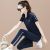 Women's Sports Suit 2021 Summer New Fashion plus Size Zipper Stand Collar Short-Sleeved Trousers Casual Student Two-Piece Suit