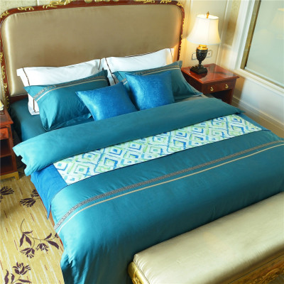 Hotel Bed & Breakfast Room Cloth Product Solid Color Satin Stitching Cloth Product Bed Four-Piece Set Hotel Quilt Cover