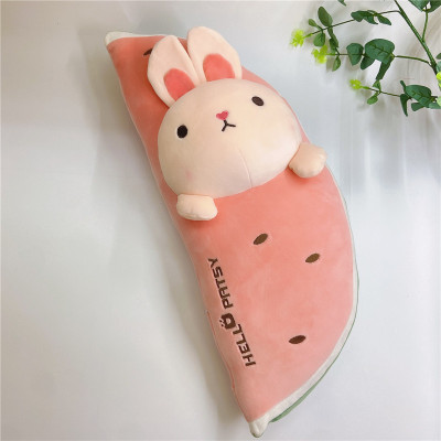 Factory Direct Sales Cartoon Watermelon Animal Rabbit Pillow Plush Toy Cushion Pillow for Drawing and Sample Customization