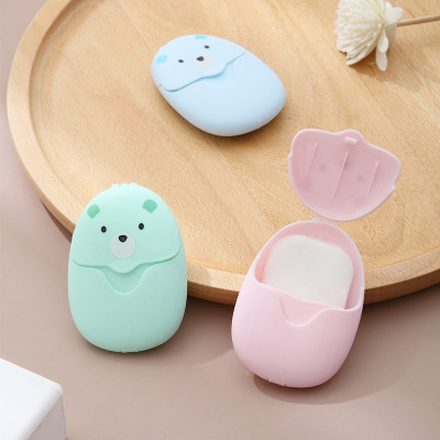 Small Portable Soap Slice Cute Bear Toilet Cleaning Hand Washing Disposable Soap Sheet Soap Flake