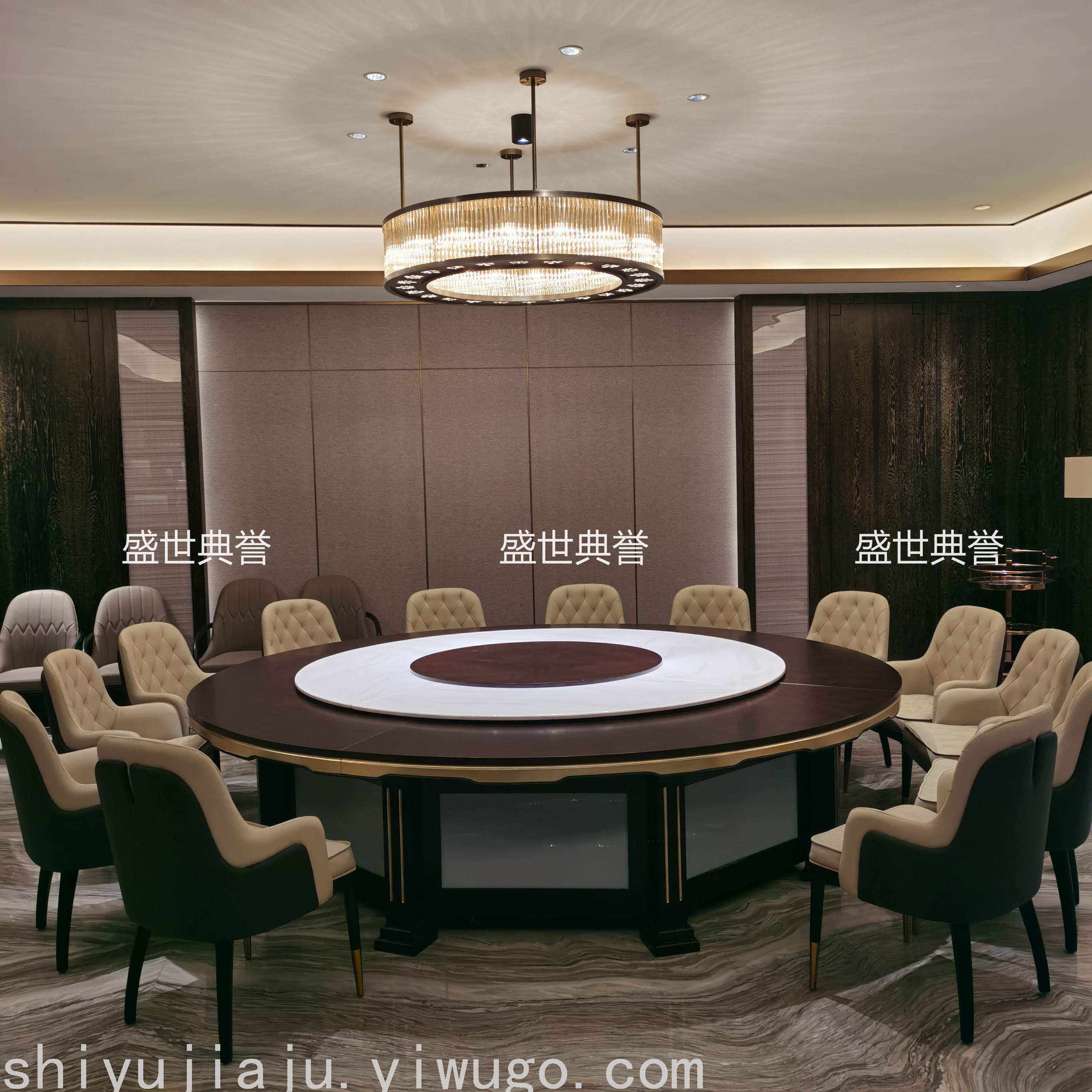 德州假日酒店电动餐桌椅订制五星级酒店包厢实木椅现代轻奢宾利椅